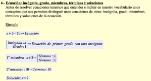 Ecuación: incógnita, grado, miembros, términos y soluciones