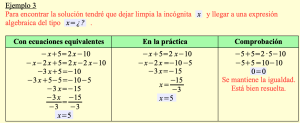 Resolución de ecuaciones utilizando ecuaciones equivalentes. Ejemplo 3